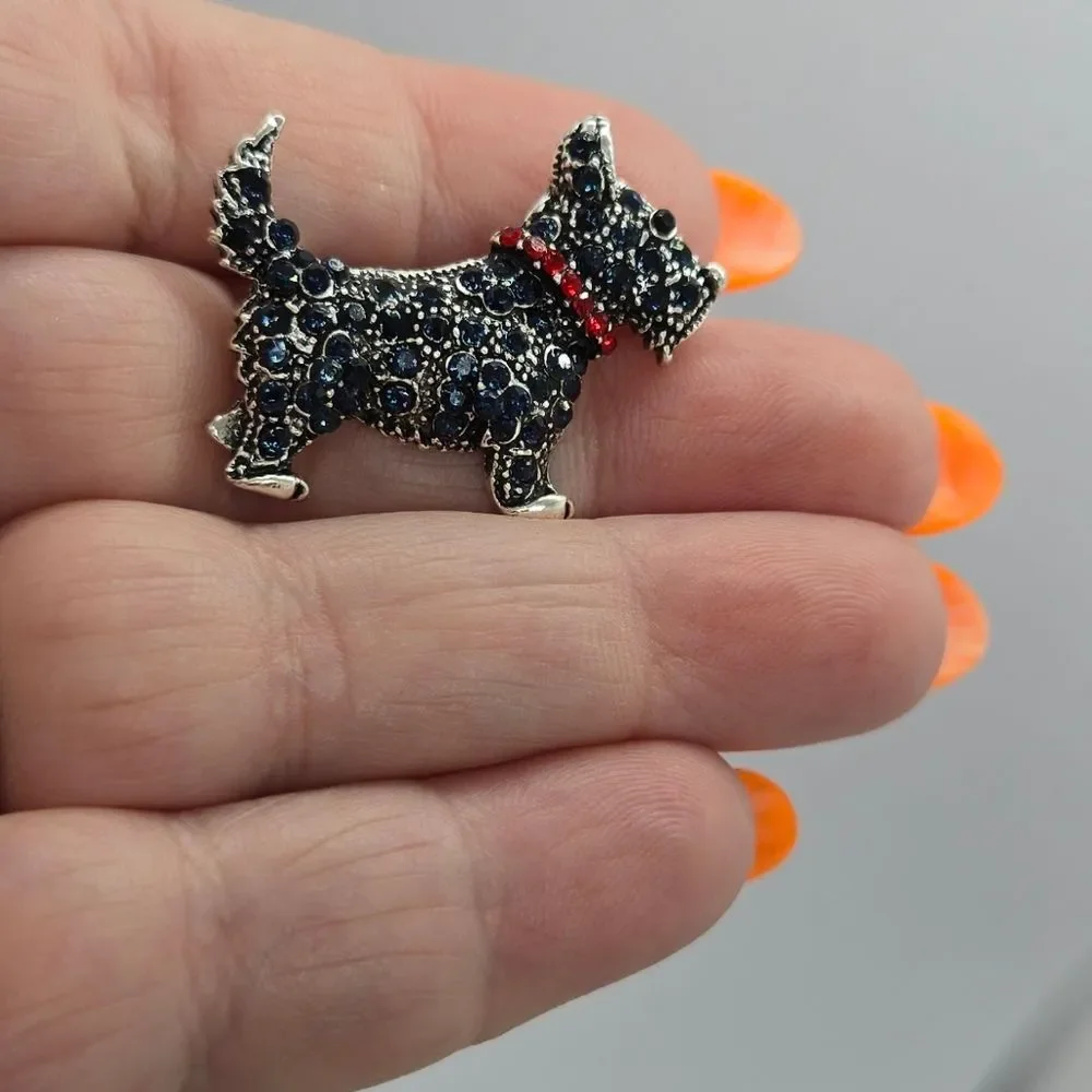 Westie Scottish Terrier Rhinestone Brooch Crystal Lapel Pin NWT Cute Scotty Dog